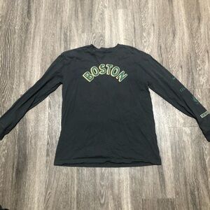 Nike NBA Boston Celtics Long Sleeve Shirt Youth L Womens S Black Green Gold